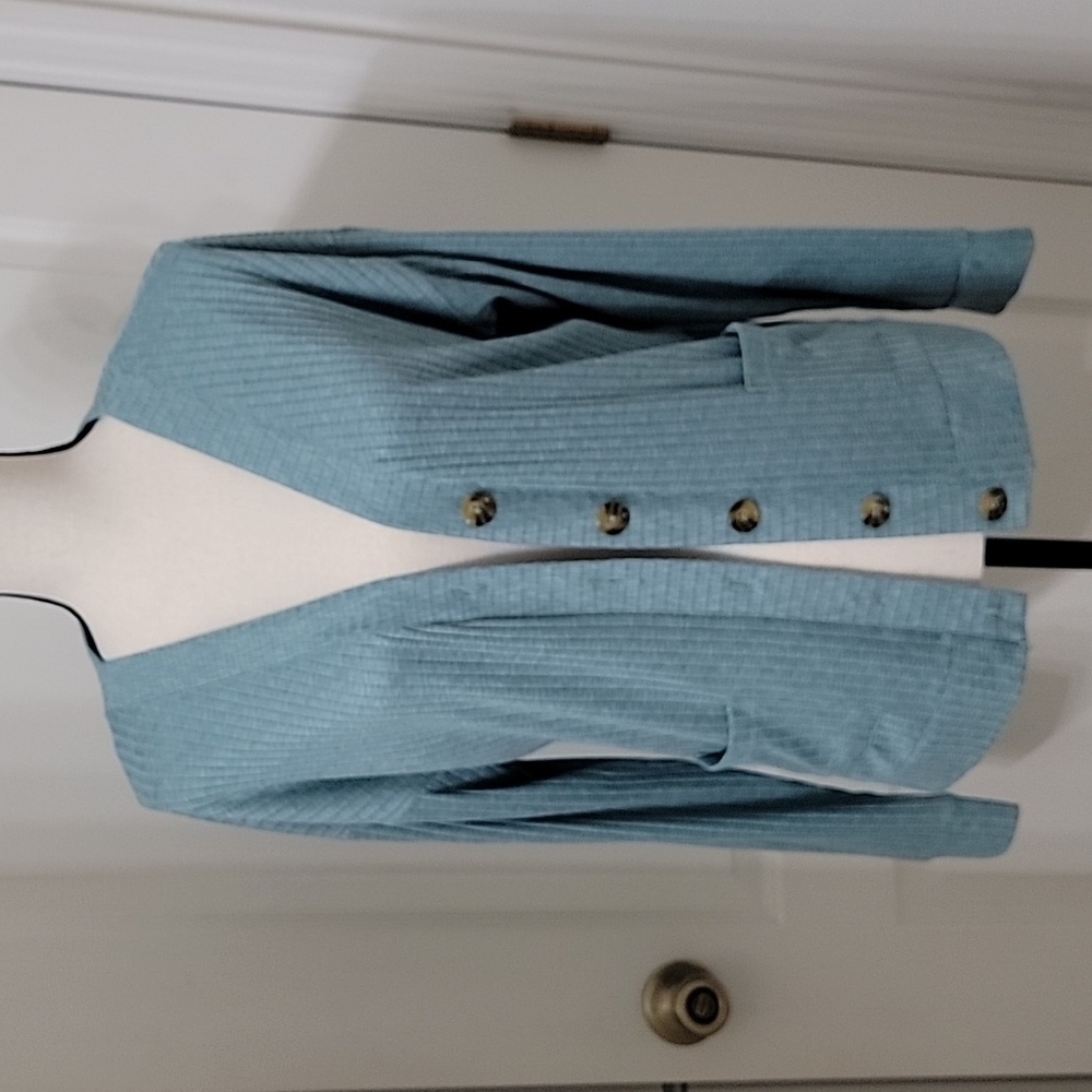 Joyspun Size S (4-6) Green Goddess Hacci Knit Cardigan. Button Front, Pockets